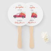 Kleine pompoen Baby shower Red Truck in herfst. Handwaaier (Voorkant en achterkant)