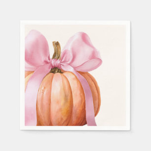 Kleine Pompoen Baby Shower – Roze Strik Herfst Servet
