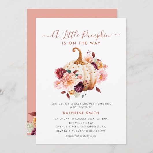 kleine pompoen baby shower uitnodiging (Voorkant / Achterkant)