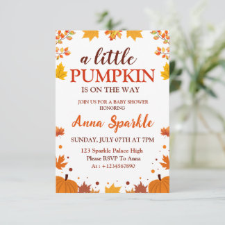 Kleine Pompoen Baby Shower Uitnodigingskaart Kaart
