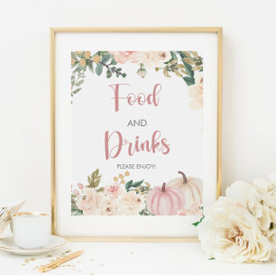 Kleine Pompoen Baby shower Voedsel en Drinken Teke Poster