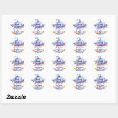 Kleine pompoen blauw jongen baby shower gunst ronde sticker (Vel)