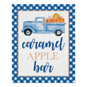 Kleine Pompoen blauwe Herfst Verjaardag Eten Perfect Poster