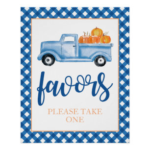 Kleine Pompoen blauwe Herfst Verjaardags Favoriet Perfect Poster