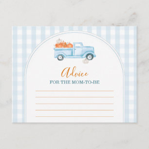 Kleine Pompoen Blauwe Truck Gingham Advies Voor Mo Informatiekaartje