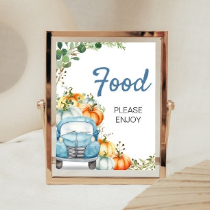 Kleine Pompoen Blauwe Truck Shower Bord Eten Poster