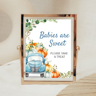 Kleine Pompoen Blauwe Vrachtwagen Baby's zijn Lief Poster