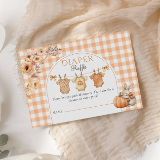 Kleine Pompoen Bloemen Baby shower Luier Raffle Informatiekaartje
