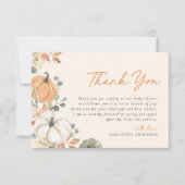 Kleine Pompoen Bloemen Boho Elegant Baby shower Bedankkaart (Voorkant)