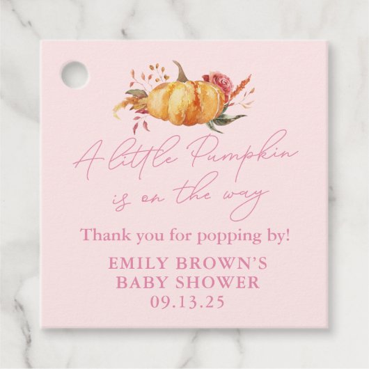 Kleine pompoen bloemenmeisje Baby shower Bedankjes Labels (Voorkant)
