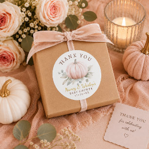 Kleine Pompoen Blush Roze Baby Shower Bedankt Ronde Sticker