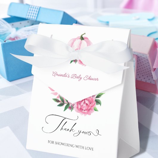 Kleine Pompoen Blush Roze Rustiek Baby shower Bedankdoosjes