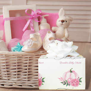 Kleine Pompoen Blush Roze Rustiek Baby shower Cadeaupapier
