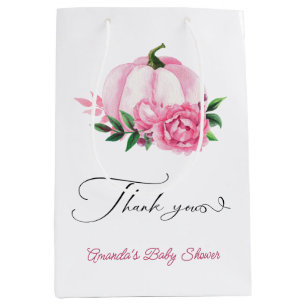 Kleine Pompoen Blush Roze Rustiek Baby shower Medium Cadeauzakje