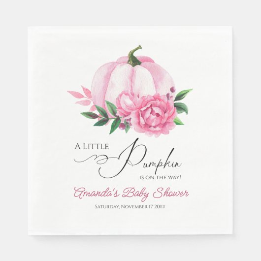 Kleine Pompoen Blush Roze Rustiek Baby shower Servet (Voorkant)