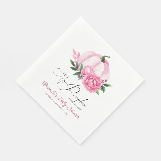 Kleine Pompoen Blush Roze Rustiek Baby shower Servet (Hoek)