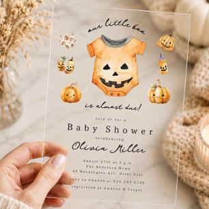 Kleine Pompoen Boo Baby Shower Uitnodiging Acryl Uitnodigingen