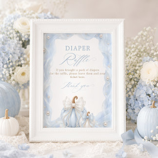 Kleine Pompoen Boog Blauwe Luier Raffle Tafelbord Poster