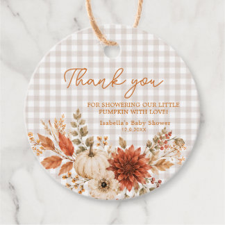Kleine Pompoen Dank Je Wel Herfst Gingham Bloemen Bedankjes Labels