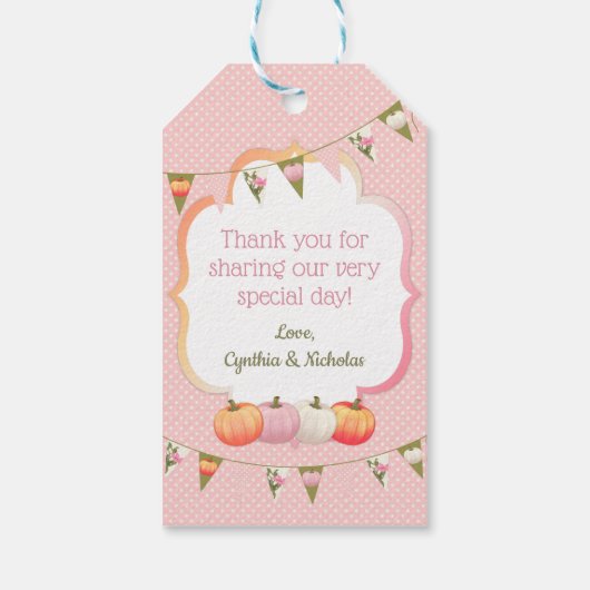 Kleine pompoen Dank je wel Label Med Brunette Cadeaulabel (Achterkant)