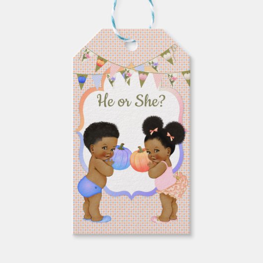 Kleine pompoen dank u geschenk Label donkere pufje Cadeaulabel (Voorkant)