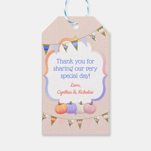 Kleine pompoen dank u geschenk Label donkere pufje Cadeaulabel (Achterkant)