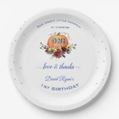  Kleine pompoen dankzegging 1e verjaardag jongen  Papieren Bordje (Voorkant)