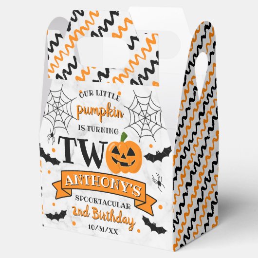 Kleine pompoen die twee Halloween 2e verjaardag dr Bedankdoosjes (Geopend)