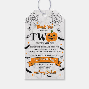 Kleine pompoen die twee Halloween 2e verjaardag dr Cadeaulabel