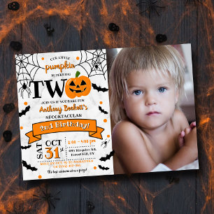 Kleine pompoen die twee Halloween 2e verjaardag dr Kaart