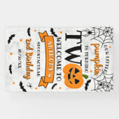 Kleine pompoen die twee Halloween 2e verjaardag dr Spandoek (Horizontaal)