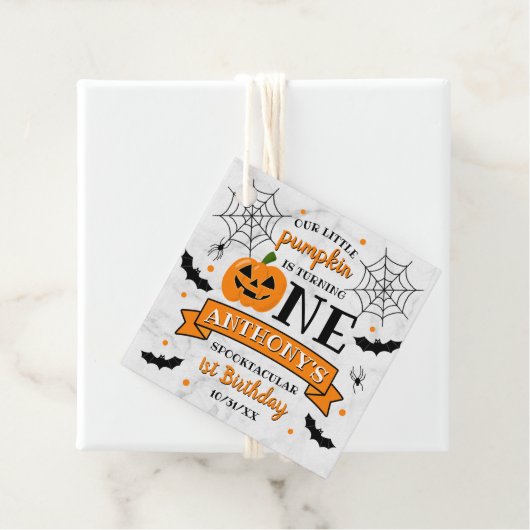 Kleine pompoen draaien 11e verjaardag van een hall bedankjes labels (In situ)