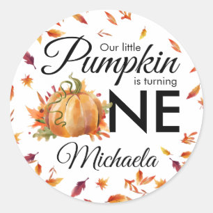 Kleine pompoen draaien een herfst Herfst Birthday Ronde Sticker