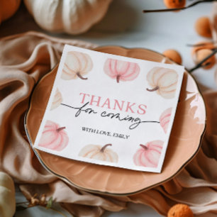 Kleine pompoen draait één verjaardag servet