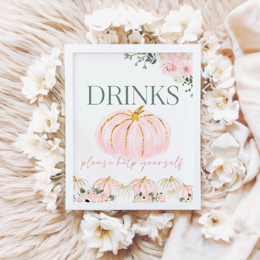 Kleine pompoen eerste verjaardag Drinken Bar Sign Poster