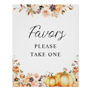 kleine pompoen florale baby shower gunsten teken perfect poster