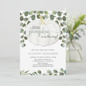 Kleine pompoen genderneutraal groen baby shower kaart (Staand voorkant)