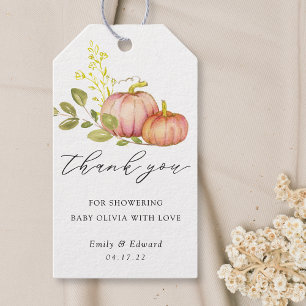 Kleine Pompoen Geslacht Neutrale Herfst Baby Showe Cadeaulabel