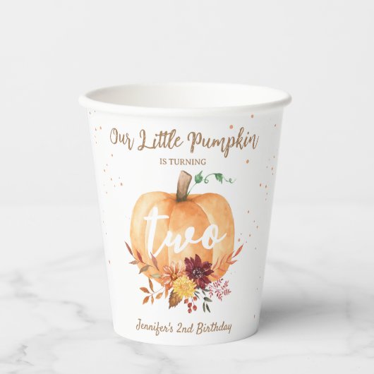 Kleine Pompoen Geslachtsneutrale Herfst 2e Verjaar Papieren Bekers (Voorkant)