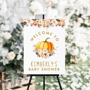 kleine pompoen goudsbrij baby shower welkom poster