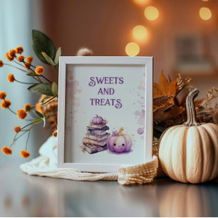 Kleine pompoen Halloween snoepjes en lekkernijen Poster