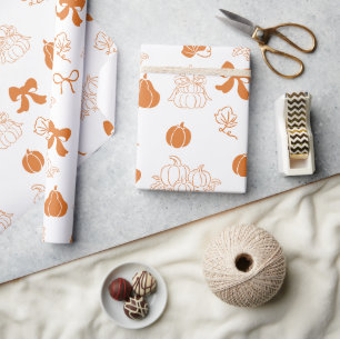 Kleine pompoen handgetrokken oranje Baby shower Cadeaupapier