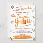 Kleine Pompoen Herfst 1e Verjaardag Bedankkaart (Voorkant)