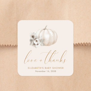 Kleine Pompoen Herfst Baby Shower Bedankt Vierkante Sticker