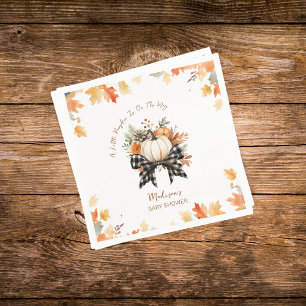 Kleine Pompoen Herfst Baby Shower Bloemen & Plaid Servet