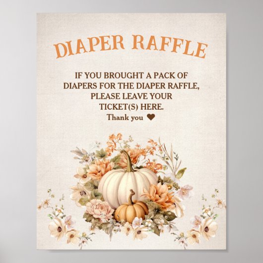 Kleine Pompoen Herfst Baby shower Luier Raffle Tek Poster (Voorkant)