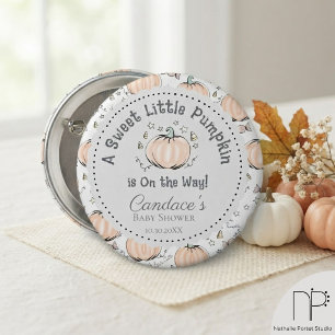 Kleine Pompoen Herfst Baby Shower Speld Ronde Button 5,7 Cm
