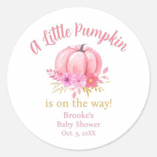 Kleine Pompoen Herfst Baby shower Sticker (Voorkant)