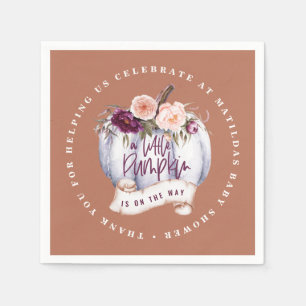 Kleine pompoen herfst baby shower terracotta rusti servet