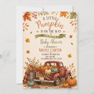 Kleine Pompoen Herfst Baby Shower Uitnodiging Vint